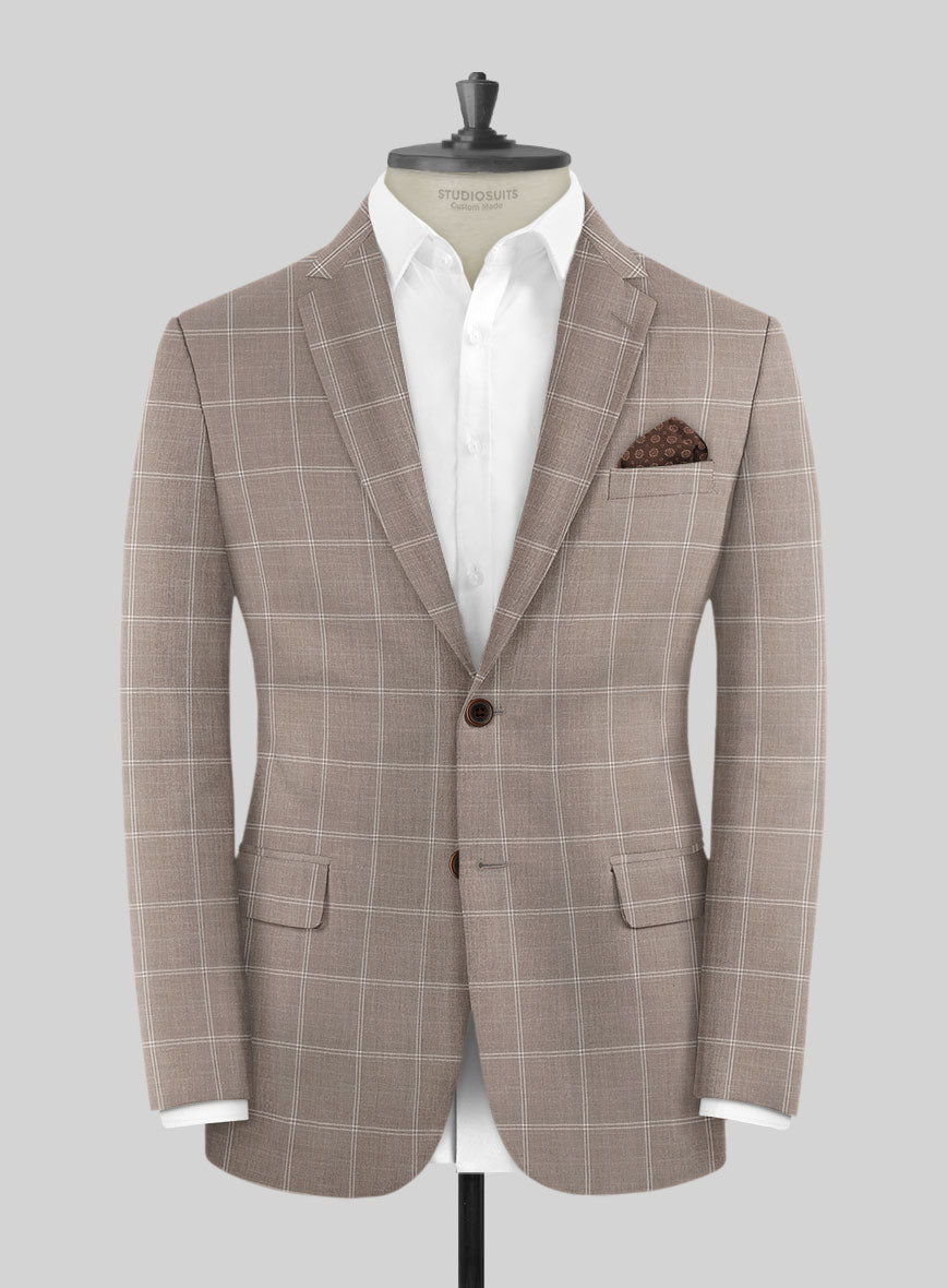 Napolean Noemi Windowpane Brown Wool Suit - StudioSuits