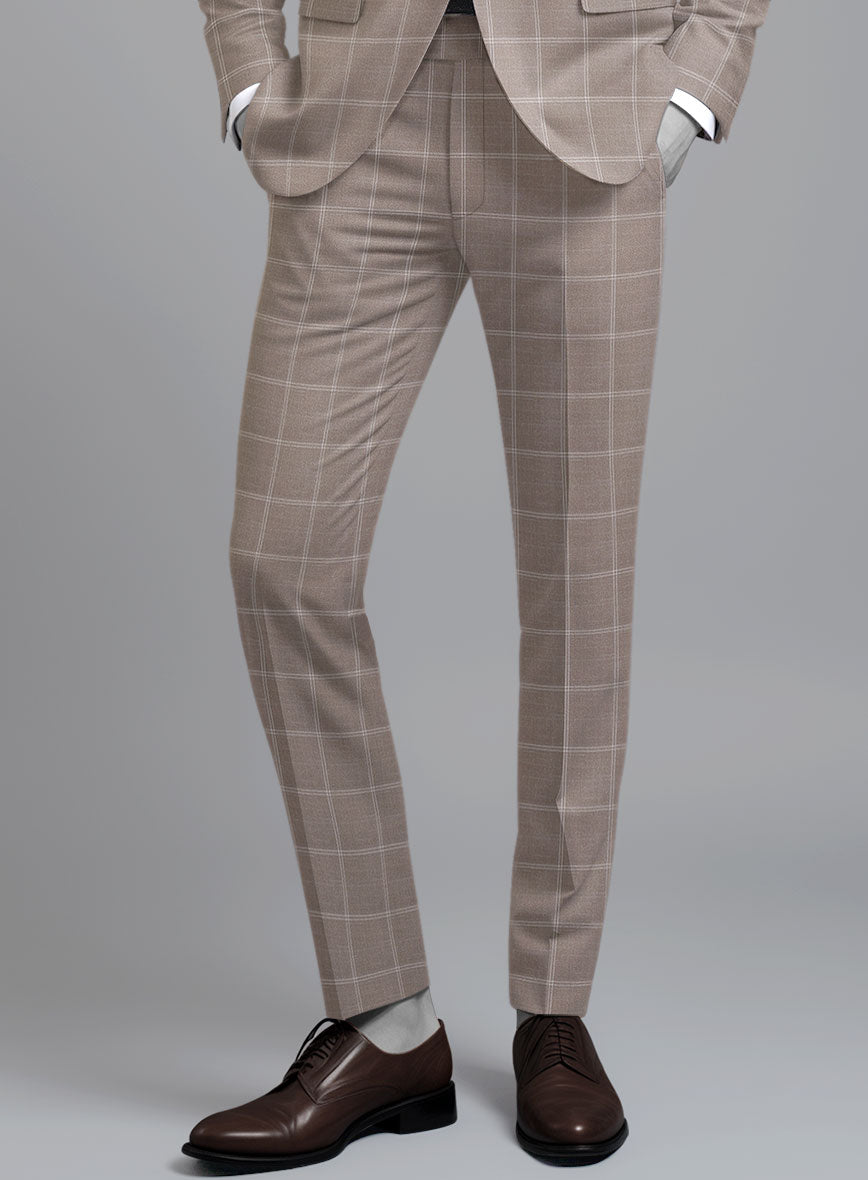 Napolean Noemi Windowpane Brown Wool Suit - StudioSuits