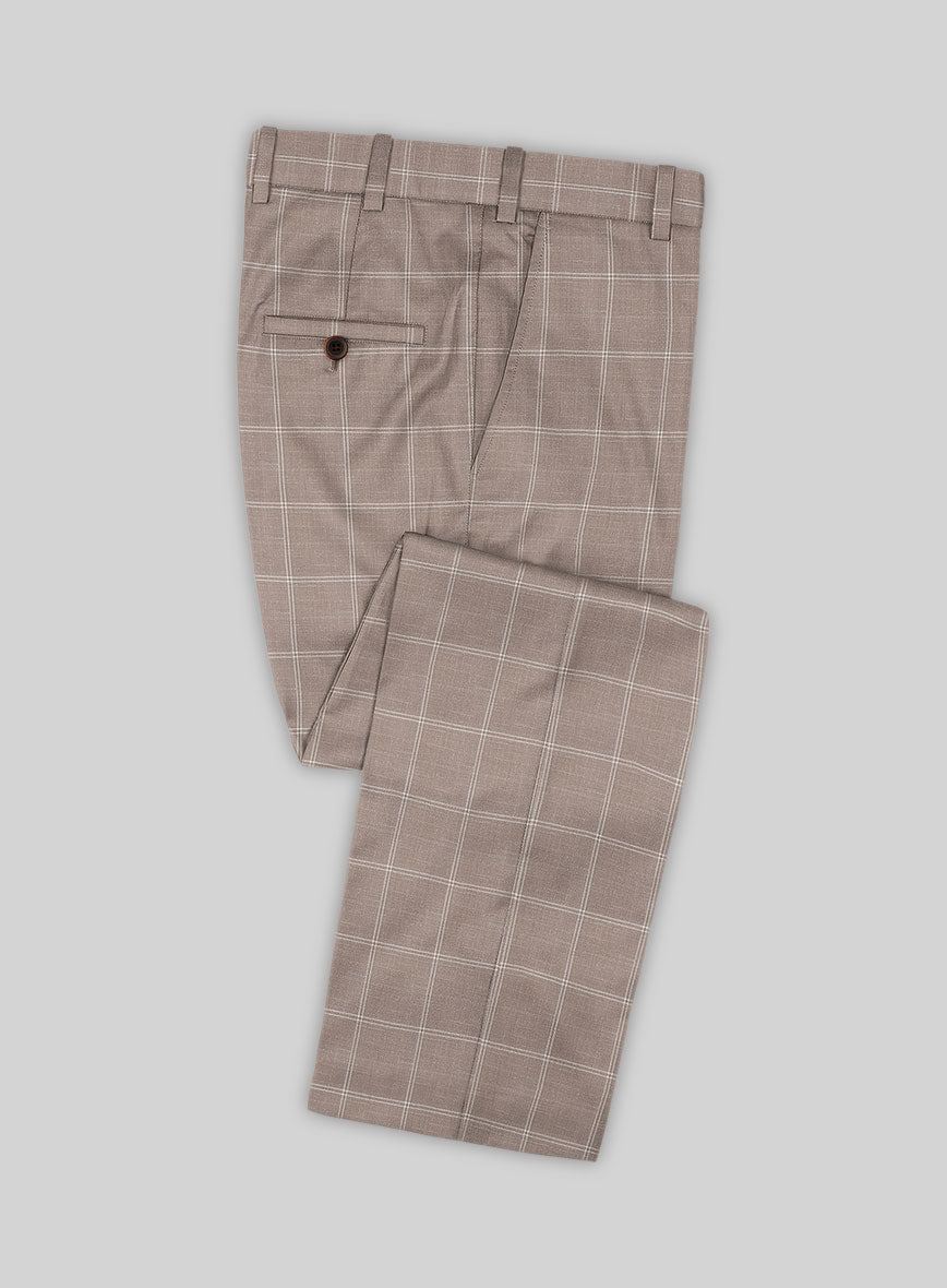 Napolean Noemi Windowpane Brown Wool Suit - StudioSuits