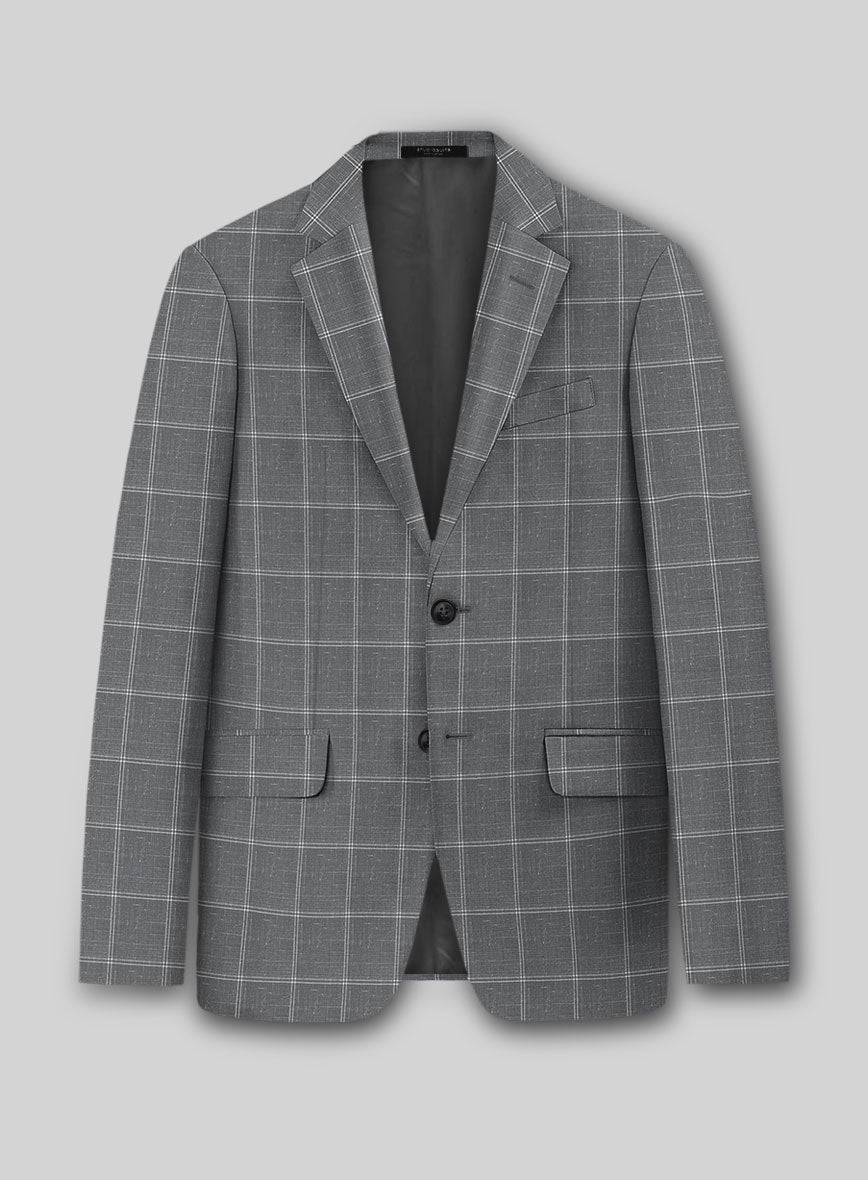 Napolean Noemi Windowpane Gray Wool Suit - StudioSuits