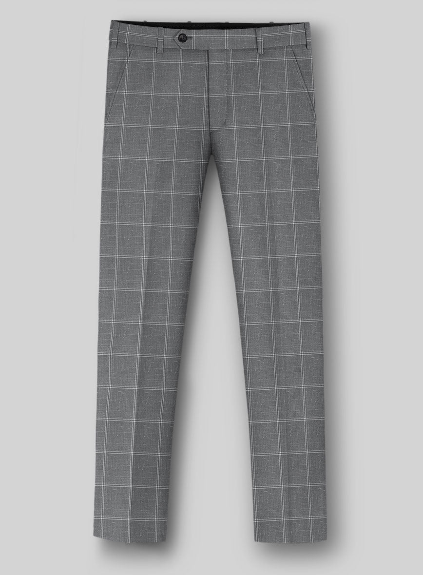 Napolean Noemi Windowpane Gray Wool Suit - StudioSuits
