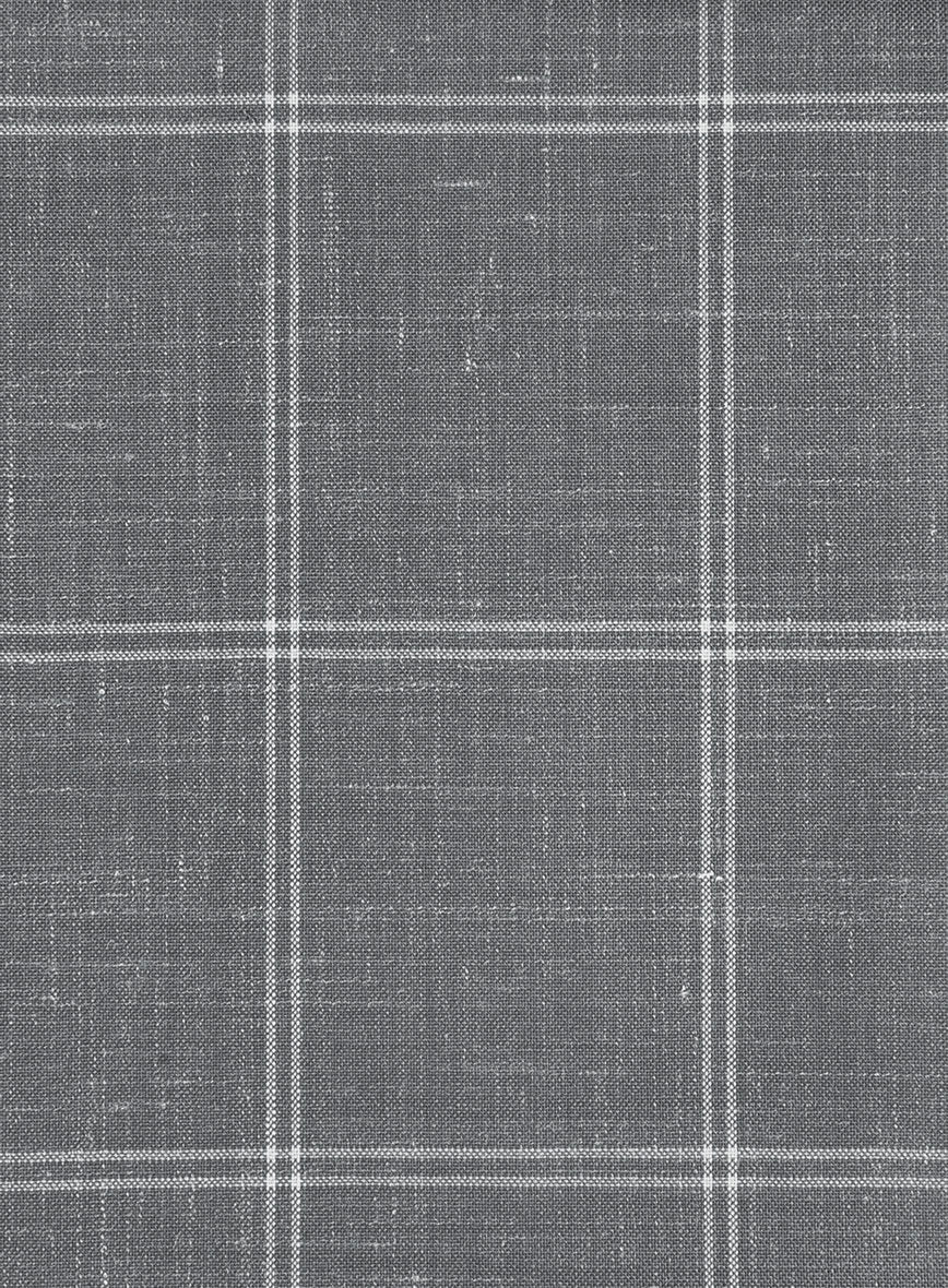 Napolean Noemi Windowpane Gray Wool Pants - StudioSuits