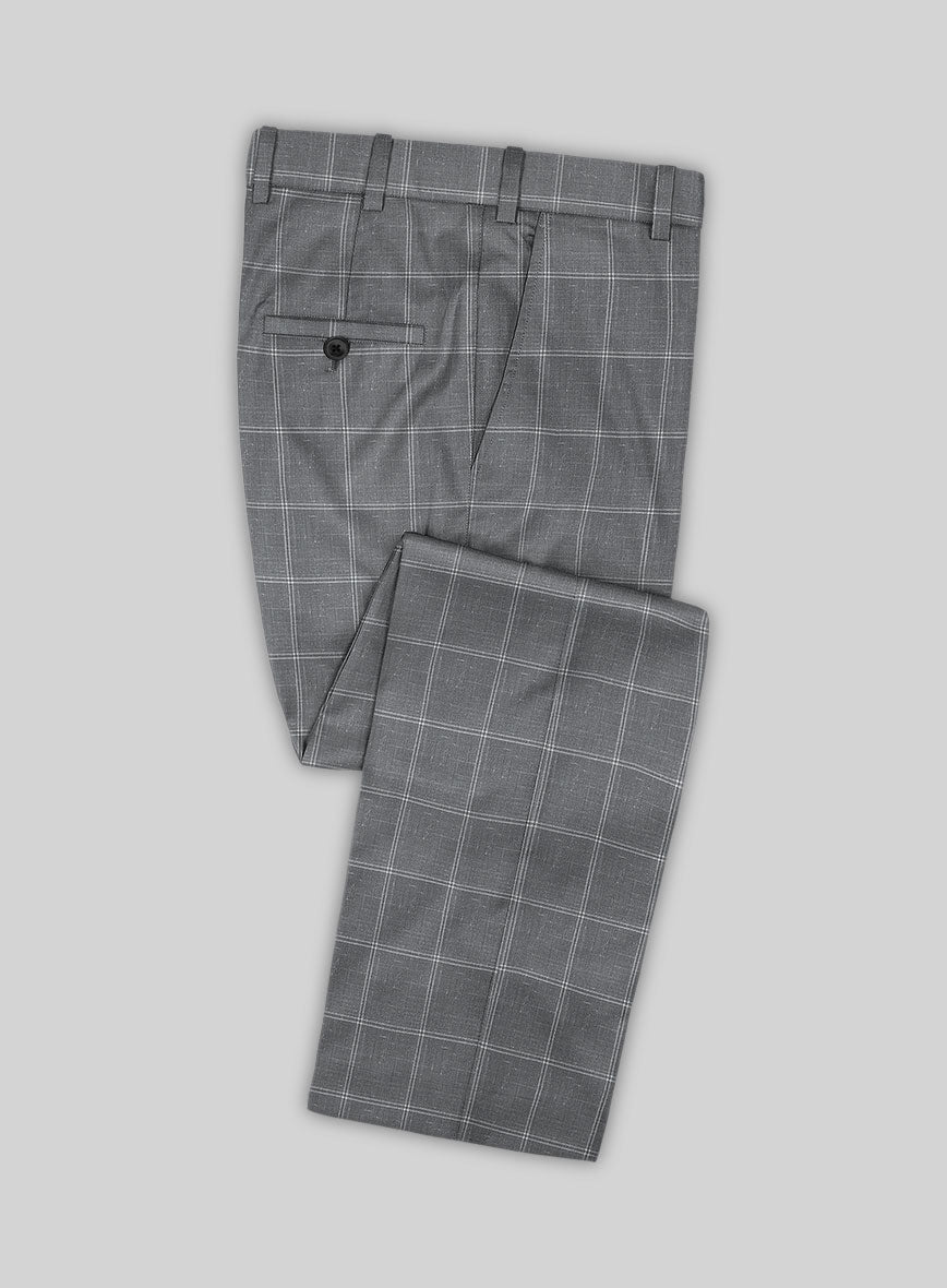 Napolean Noemi Windowpane Gray Wool Suit - StudioSuits