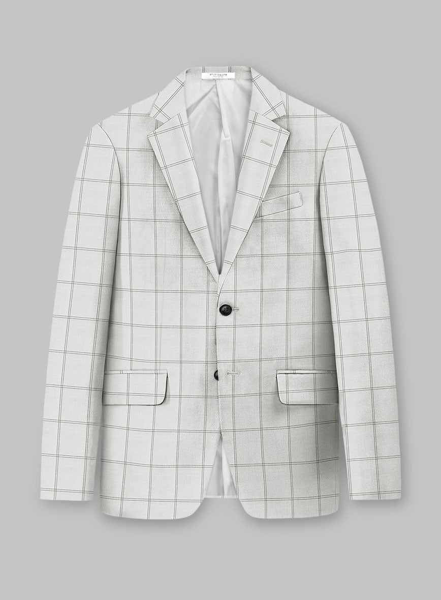 Napolean Noemi Windowpane Light Gray Wool Jacket - StudioSuits