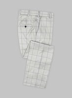 Napolean Noemi Windowpane Light Gray Wool Pants - StudioSuits