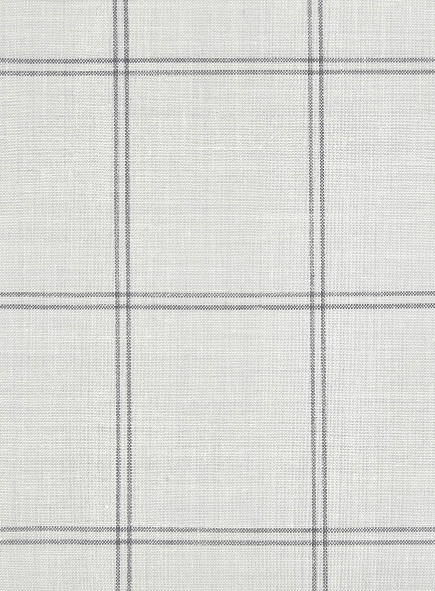 Napolean Noemi Windowpane Light Gray Wool Pants - StudioSuits