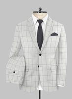 Napolean Noemi Windowpane Light Gray Wool Suit - StudioSuits