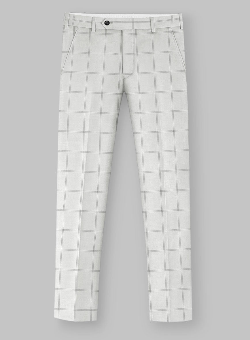 Napolean Noemi Windowpane Light Gray Wool Suit - StudioSuits