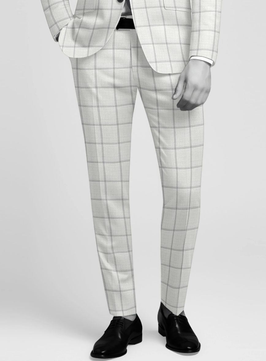 Napolean Noemi Windowpane Light Gray Wool Suit - StudioSuits