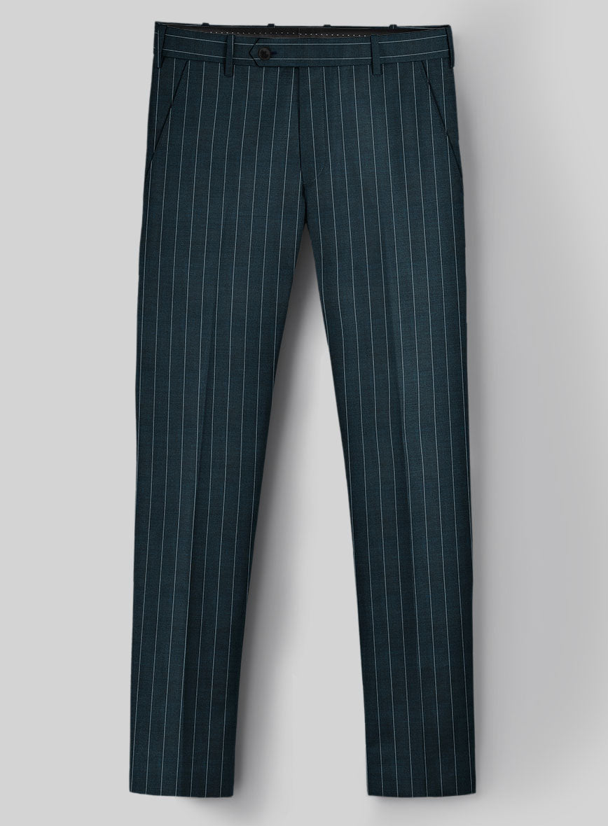 Napolean Oresto Stripe Dark Blue Wool Pants - StudioSuits