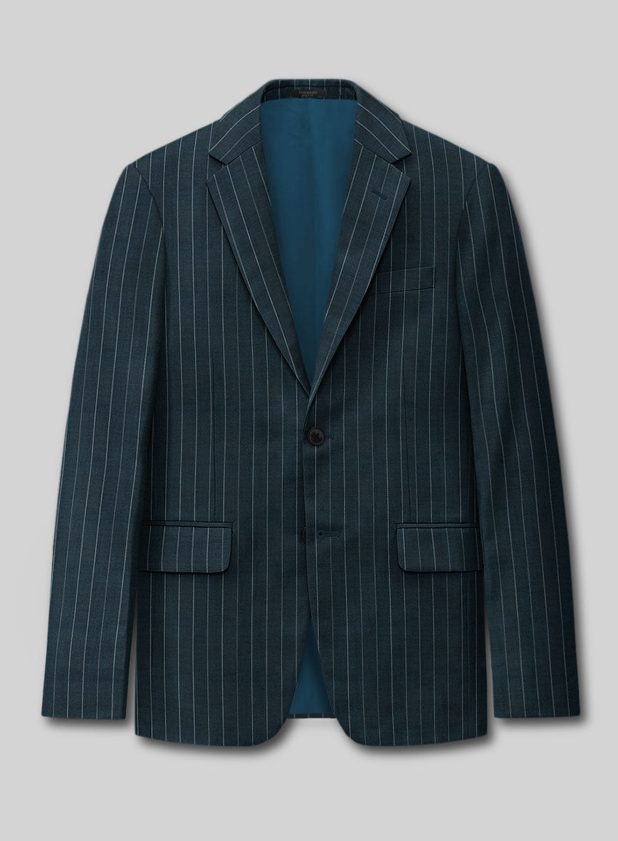 Napolean Oresto Stripe Dark Blue Wool Suit - StudioSuits
