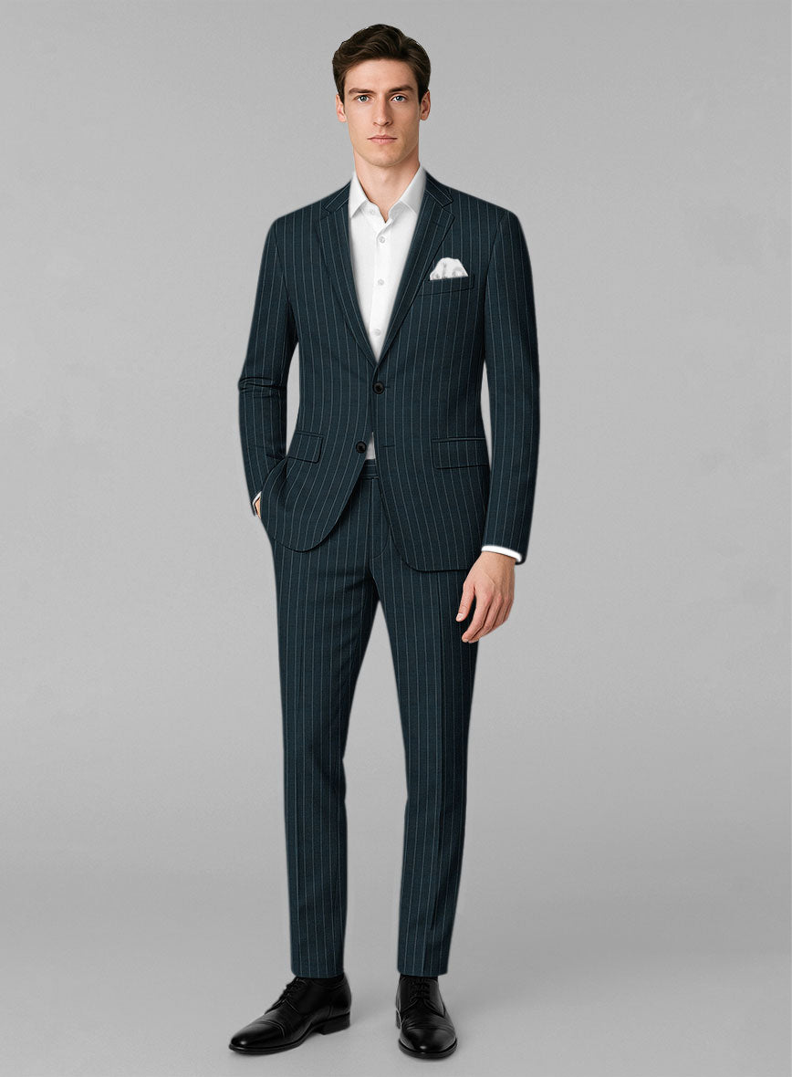 Napolean Oresto Stripe Dark Blue Wool Suit - StudioSuits