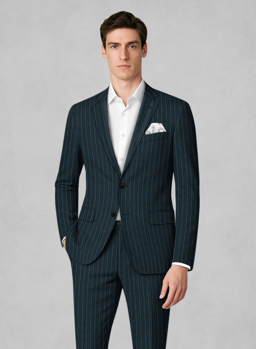 Napolean Oresto Stripe Dark Blue Wool Suit - StudioSuits