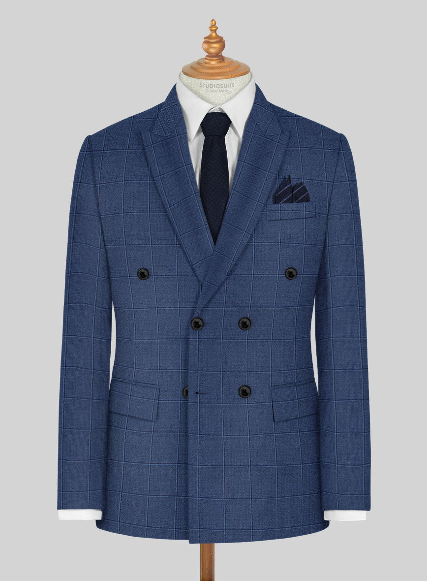 Napolean Pane Blue Wool Jacket - StudioSuits