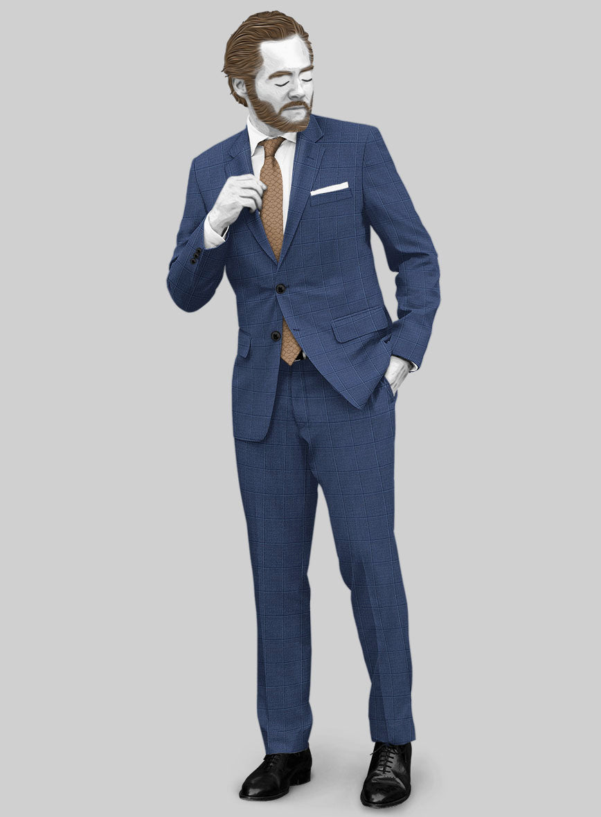 Napolean Pane Blue Wool Suit - StudioSuits