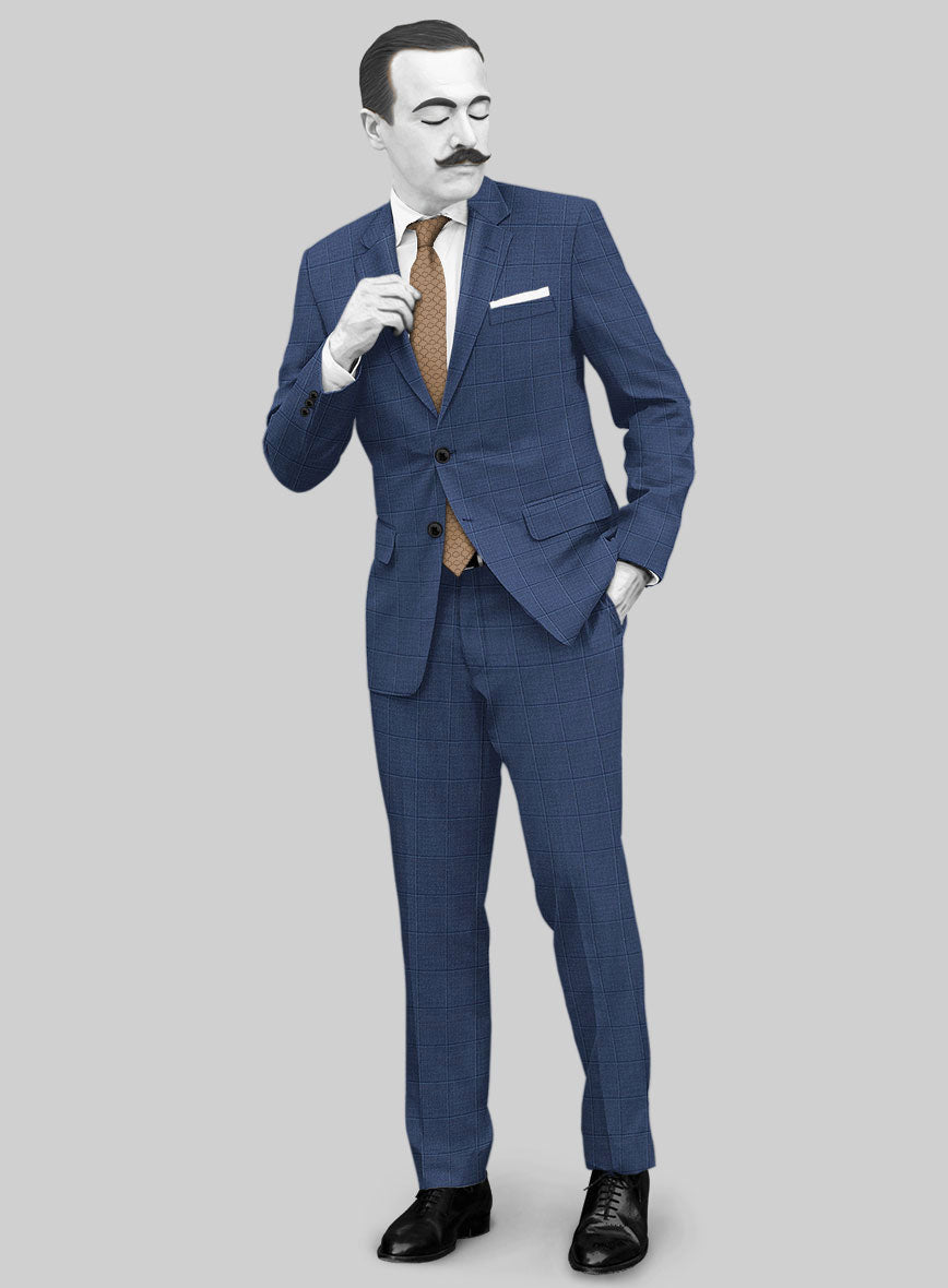 Napolean Pane Blue Wool Suit - StudioSuits
