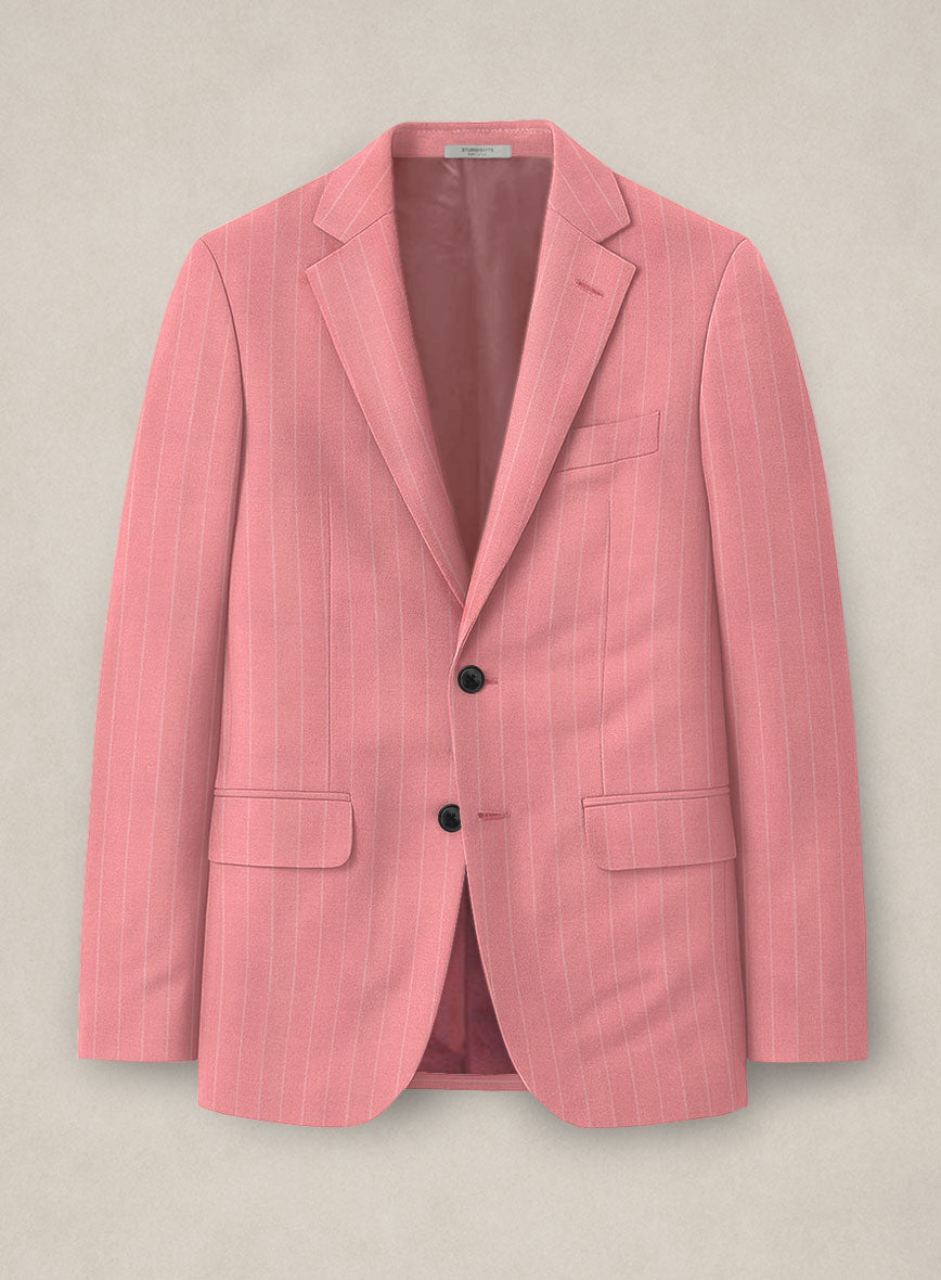 Napolean Petalo Stripe Pink Wool Jacket - StudioSuits