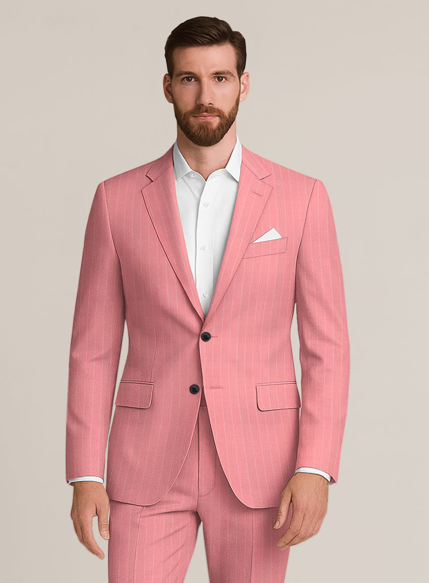 Napolean Petalo Stripe Pink Wool Jacket - StudioSuits