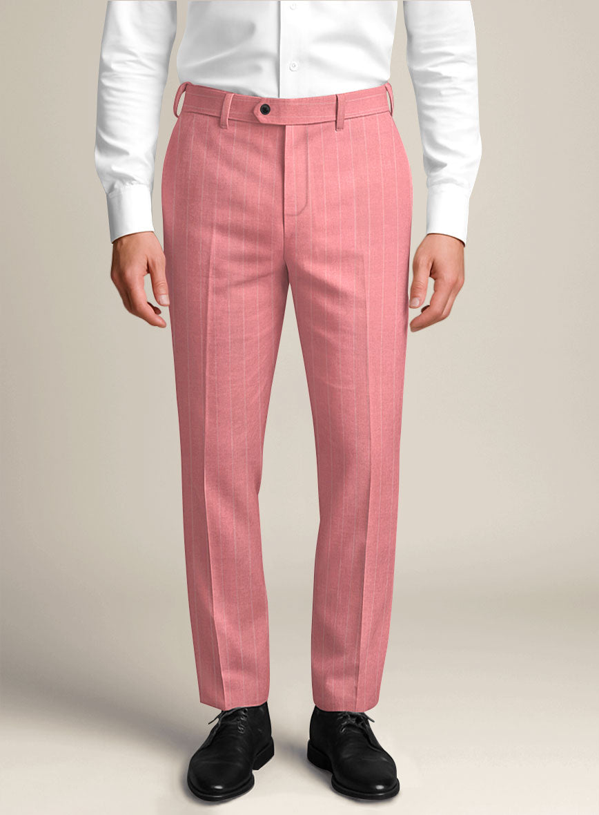 Napolean Petalo Stripe Pink Wool Pants - StudioSuits