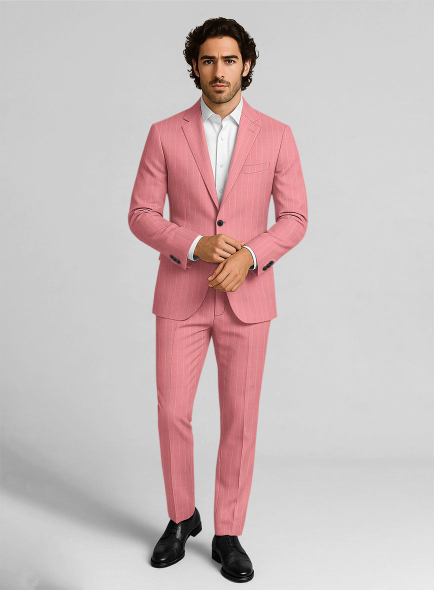 Napolean Petalo Stripe Pink Wool Suit - StudioSuits