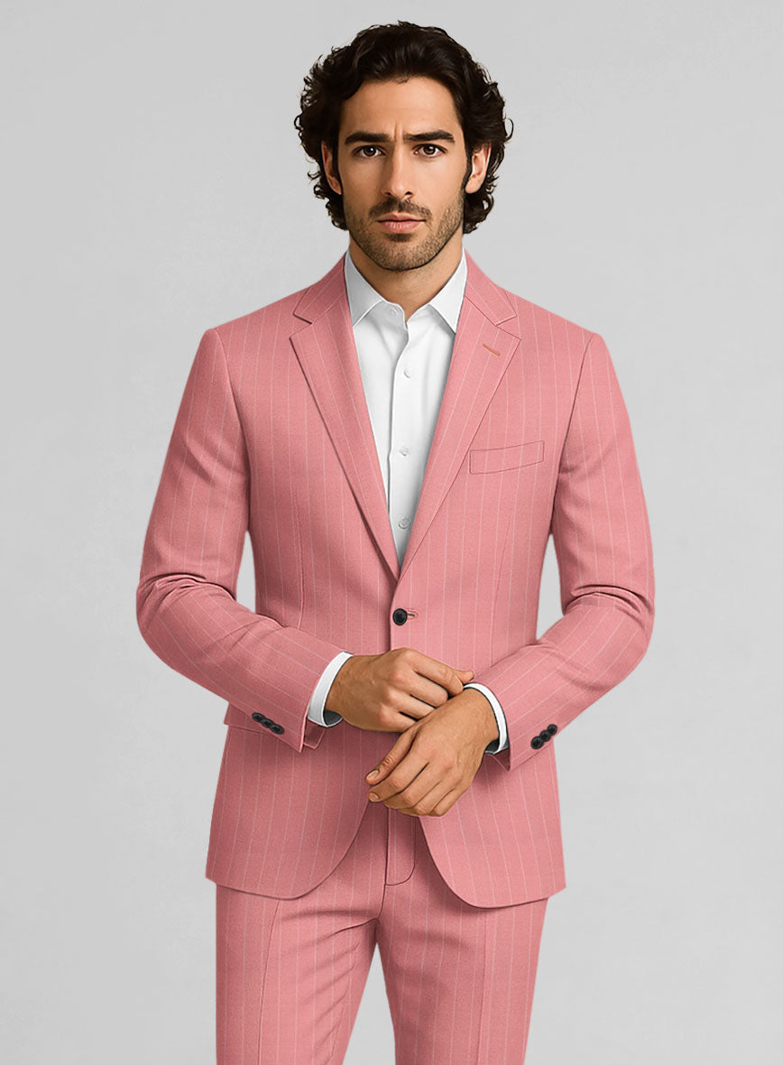 Napolean Petalo Stripe Pink Wool Suit - StudioSuits