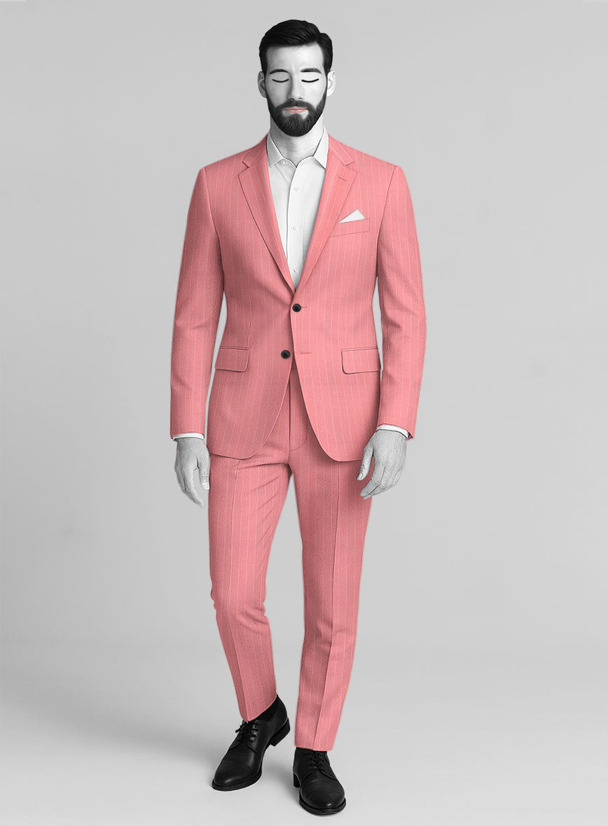 Napolean Petalo Stripe Pink Wool Suit - StudioSuits