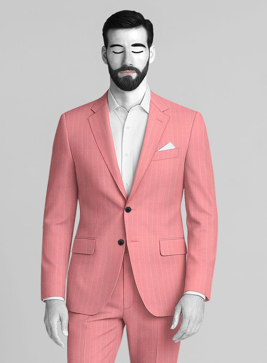 Napolean Petalo Stripe Pink Wool Suit - StudioSuits