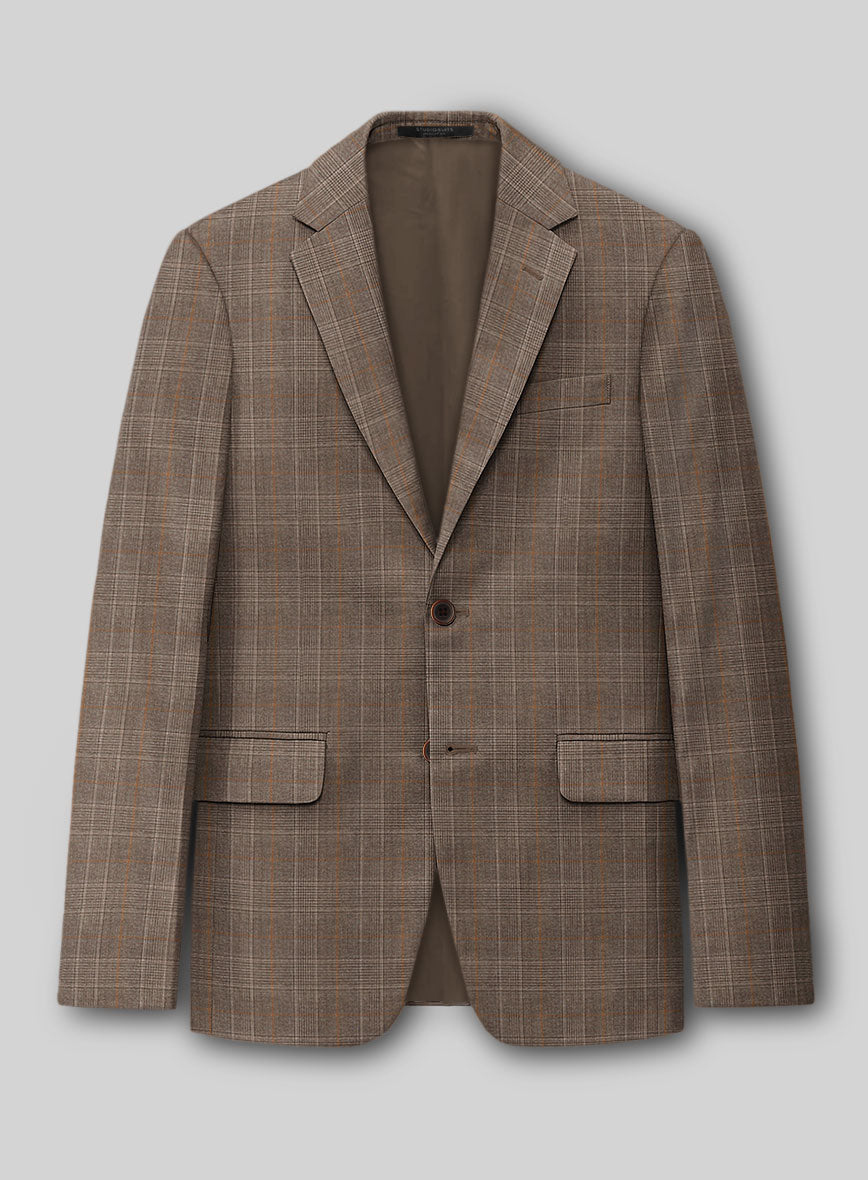 Napolean Porter Prince Of Wales Brown Wool Jacket - StudioSuits