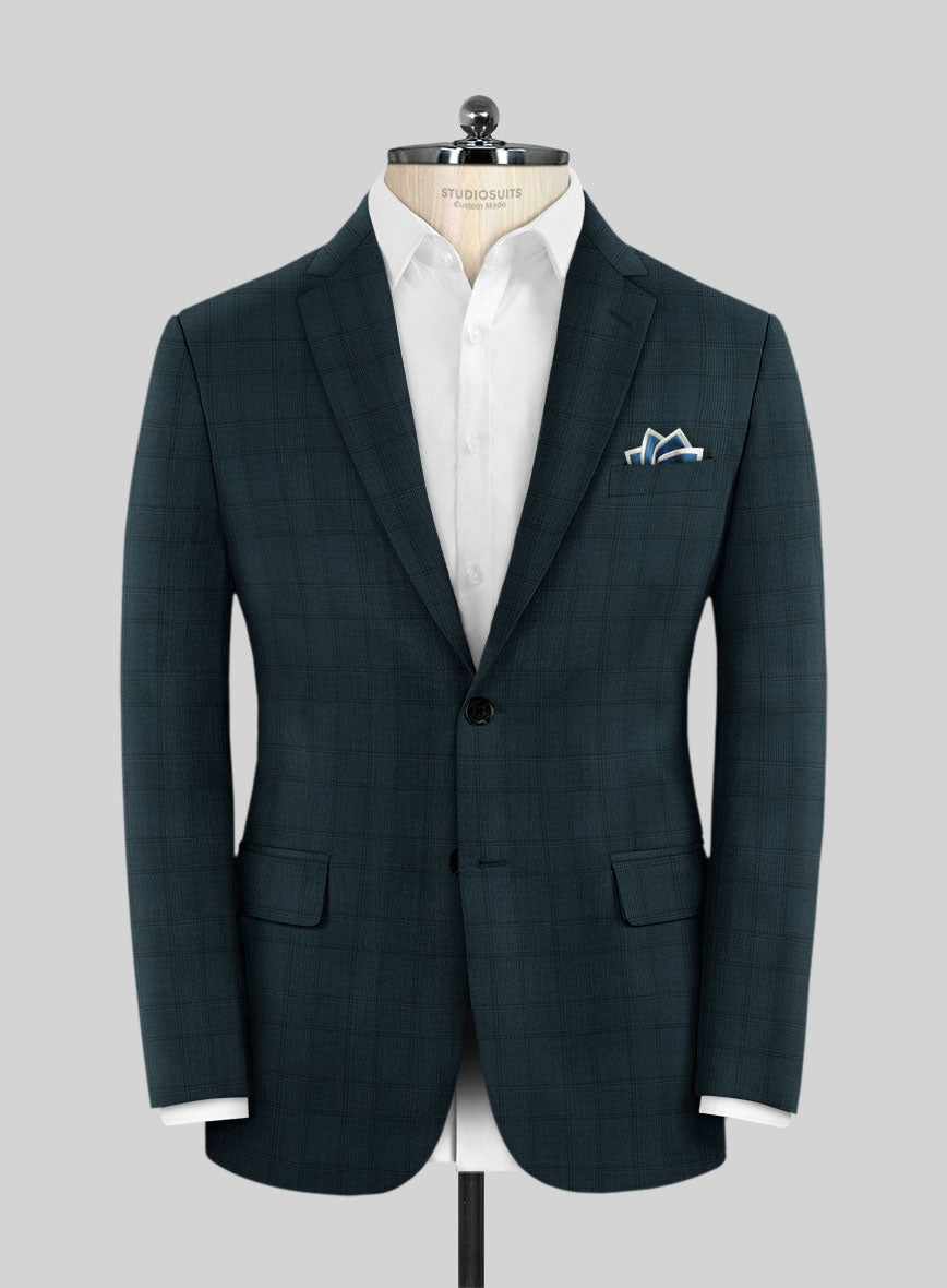 Napolean Preppy Teal Blue Check Jacket - StudioSuits