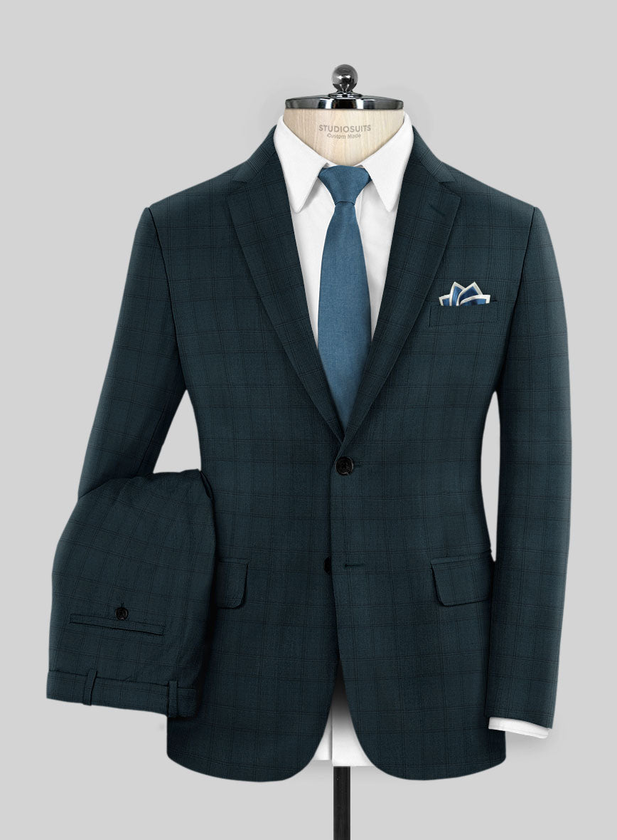 Napolean Preppy Teal Blue Check Suit - StudioSuits