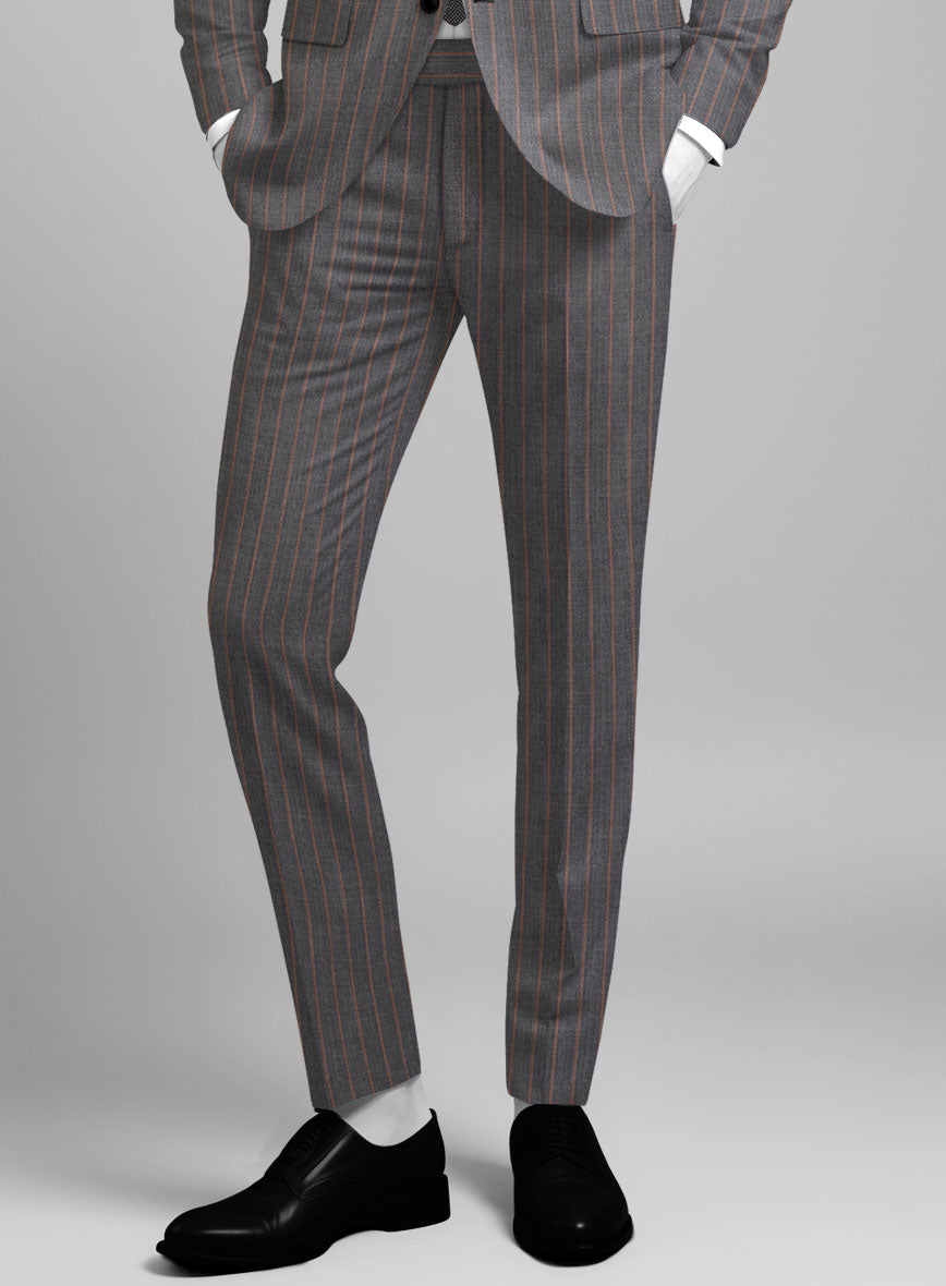 Napolean Raffa Stripe Ash Wool Pants - StudioSuits