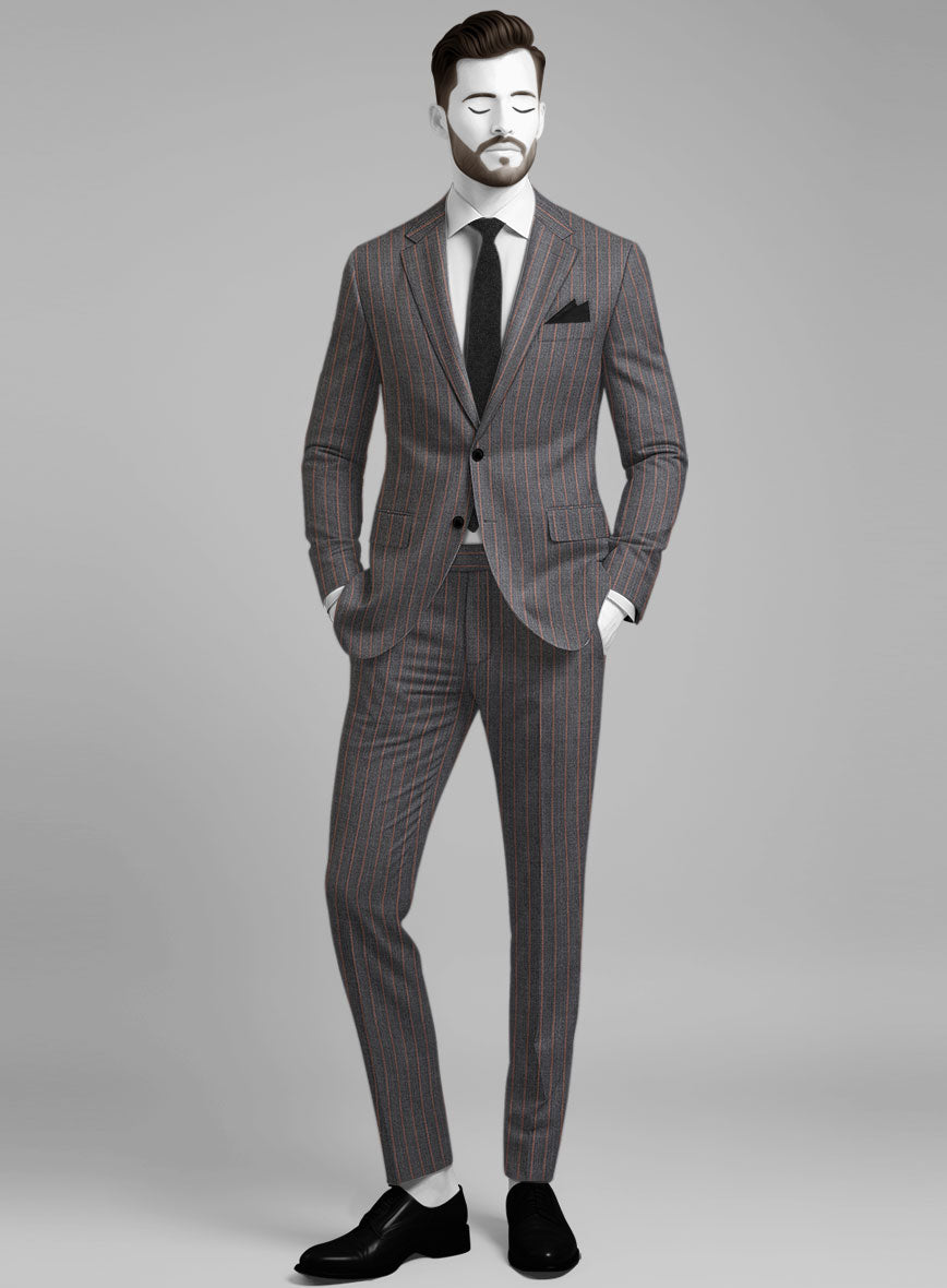 Napolean Raffa Stripe Ash Wool Suit - StudioSuits