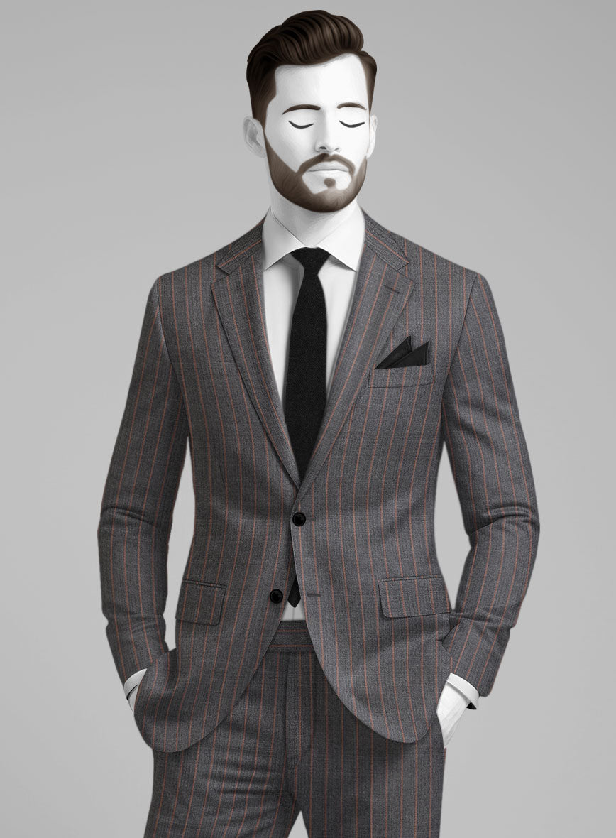 Napolean Raffa Stripe Ash Wool Suit - StudioSuits