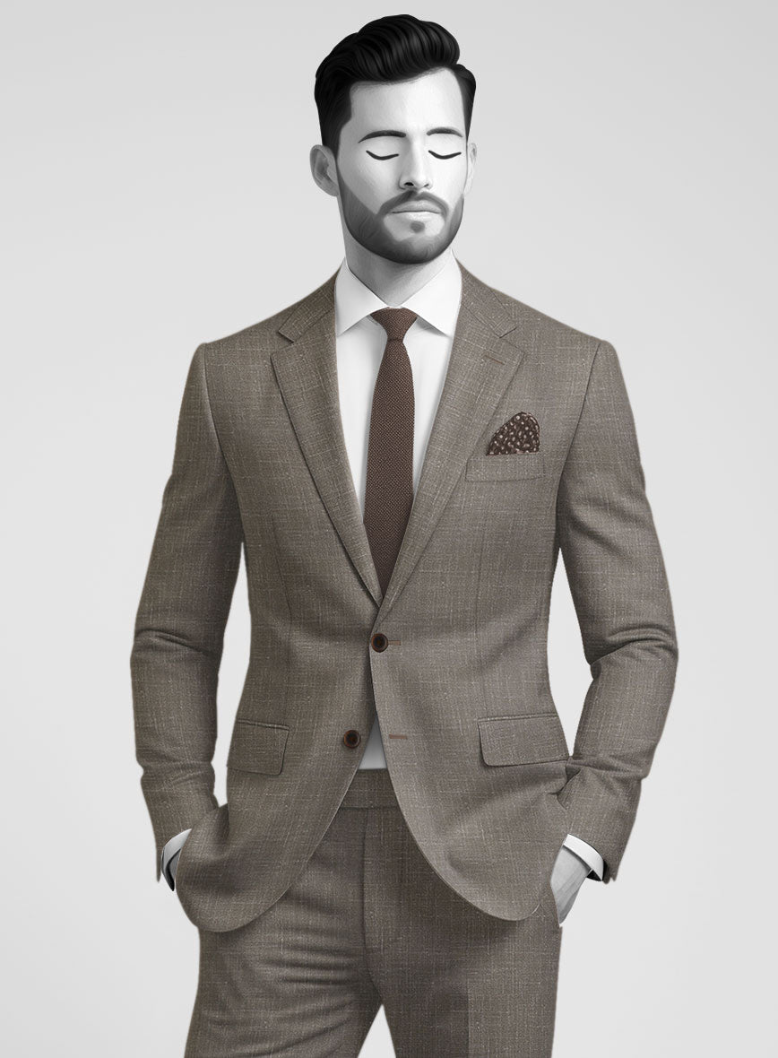 Napolean Ricci Mud Brown Wool Jacket - StudioSuits