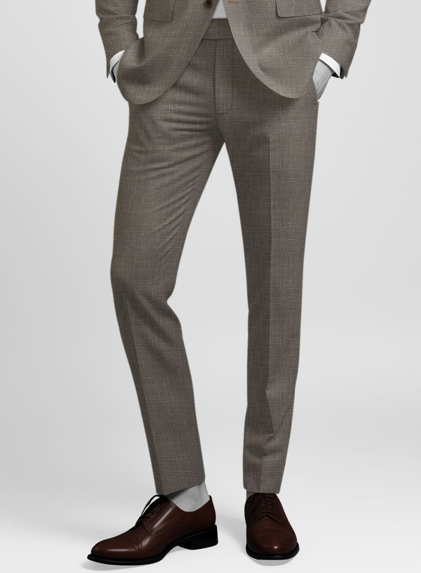 Napolean Ricci Mud Brown Wool Pants - StudioSuits