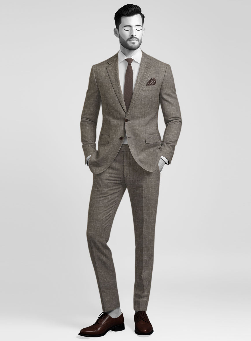 Napolean Ricci Mud Brown Wool Suit - StudioSuits