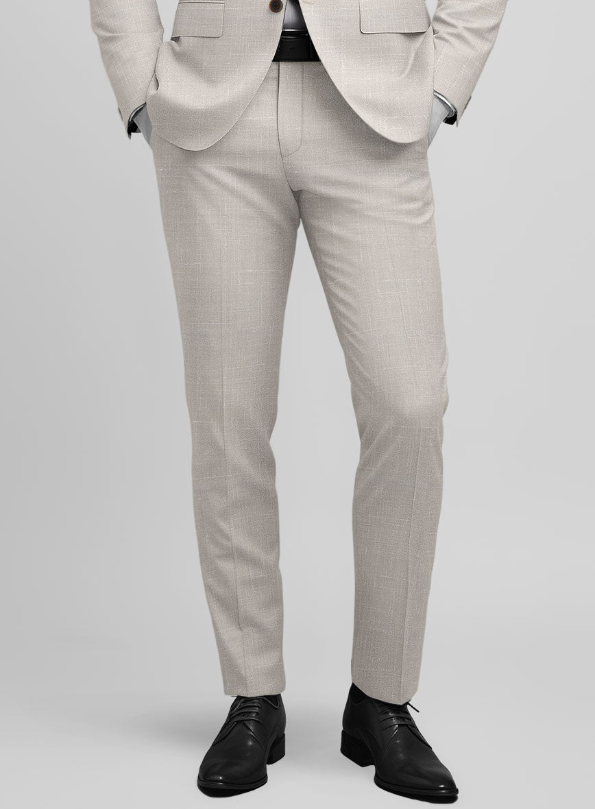 Napolean Ricci Muted Beige Wool Pants - StudioSuits