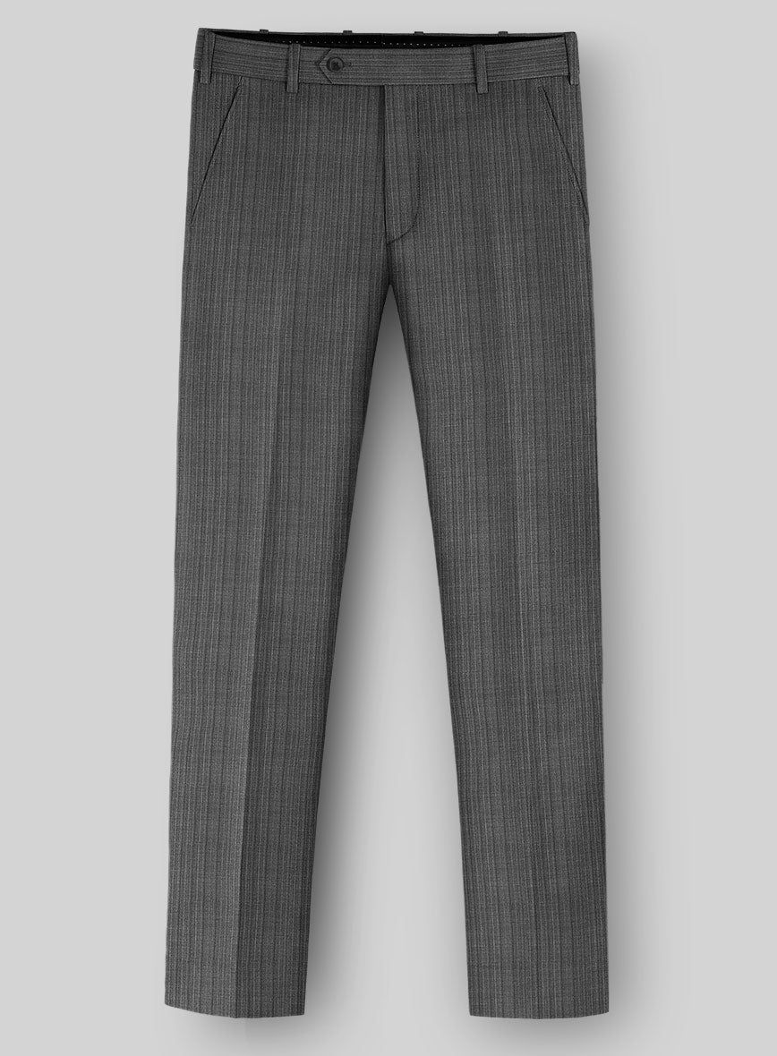 Napolean Romulo Stripe Gray Wool Pants - StudioSuits