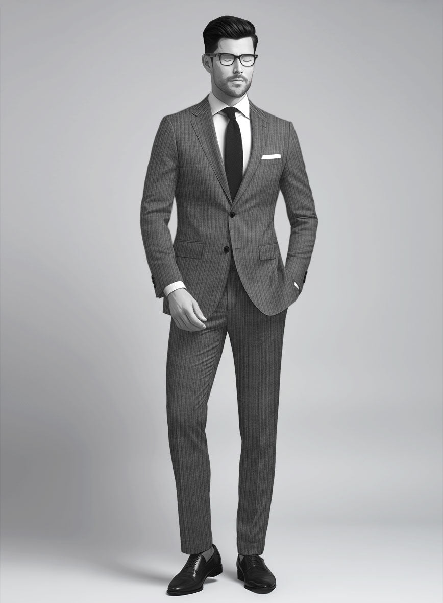 Napolean Romulo Stripe Gray Wool Suit - StudioSuits