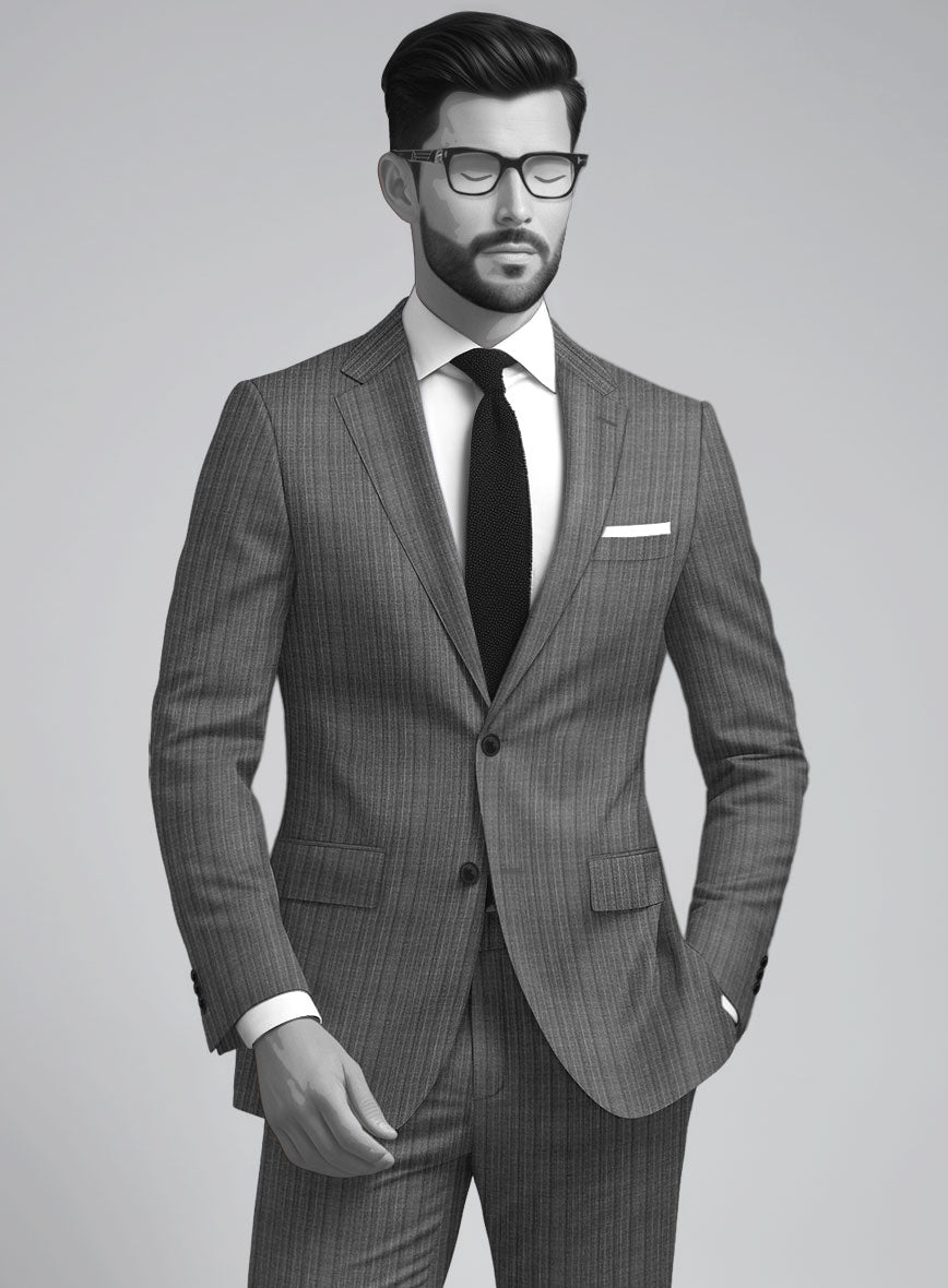 Napolean Romulo Stripe Gray Wool Suit - StudioSuits