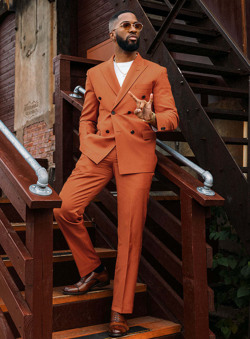 Napolean Runway Orange Wool Double Breasted Suit - StudioSuits