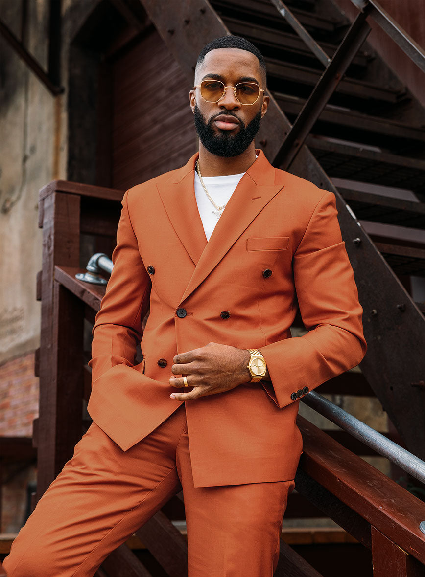 Napolean Runway Orange Wool Double Breasted Suit - StudioSuits