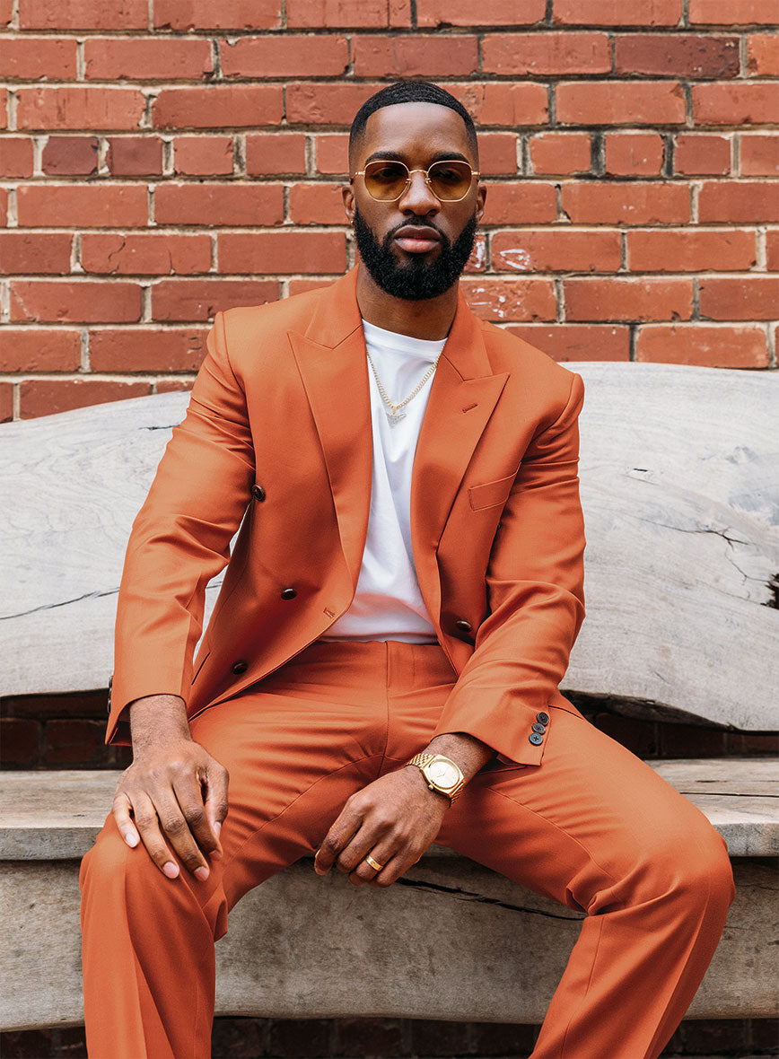 Napolean Runway Orange Wool Double Breasted Suit - StudioSuits