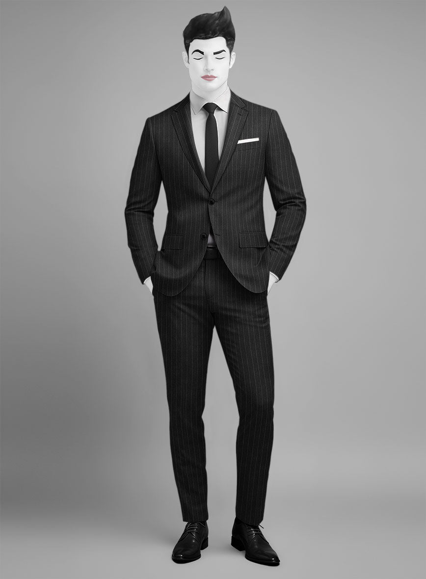 Napolean Santi Stripe Charcoal Wool Suit - StudioSuits