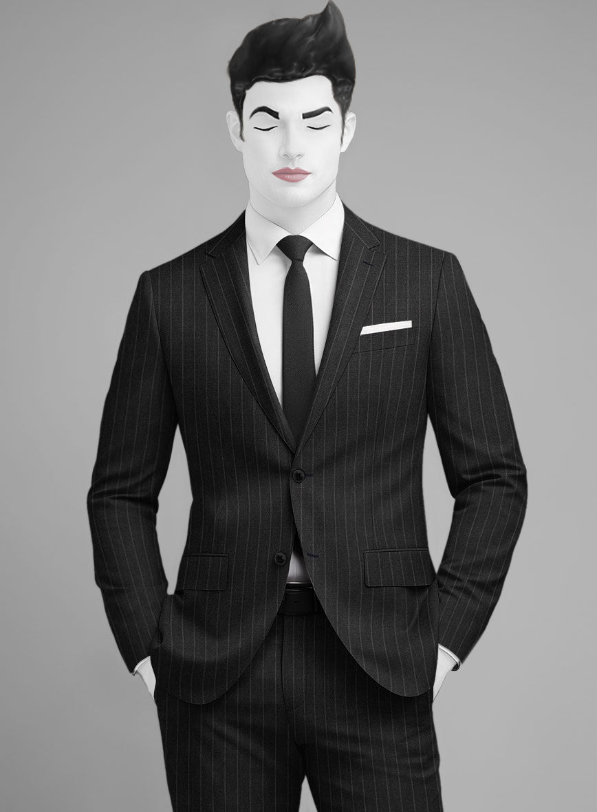 Napolean Santi Stripe Charcoal Wool Jacket - StudioSuits