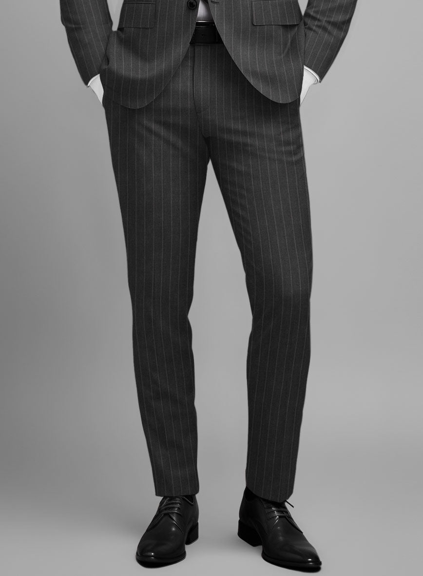 Napolean Santi Stripe Charcoal Wool Pants - StudioSuits
