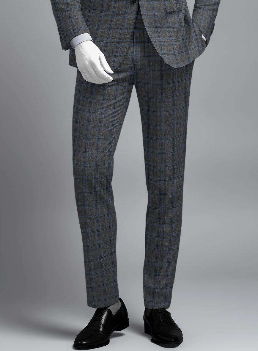 Napolean Sarcho Gray Blue Wool Pants - StudioSuits