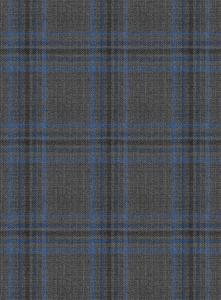 Napolean Sarcho Gray Blue Wool Suit - StudioSuits