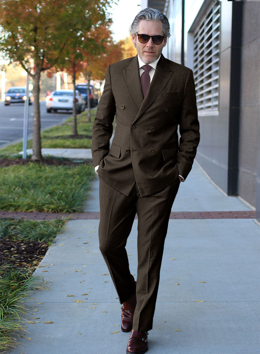 thumbnail image 2 of Alberto Cardinali Men's Taupe Brown Sharkskin 3-Piece Suit – 2 Button Slim-Fit With Vest, New 2 of 5