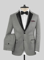 Napolean Sharkskin Light Gray Wool Tuxedo Suit - StudioSuits